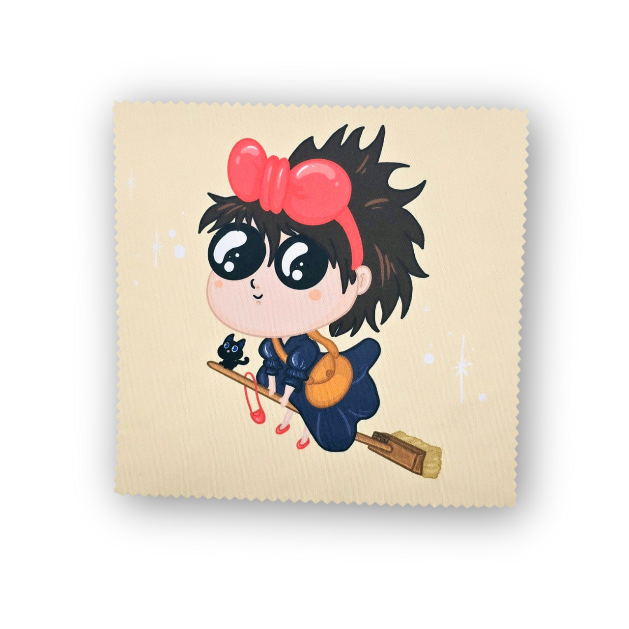 Young Witch with a black cat Microfiber cloth