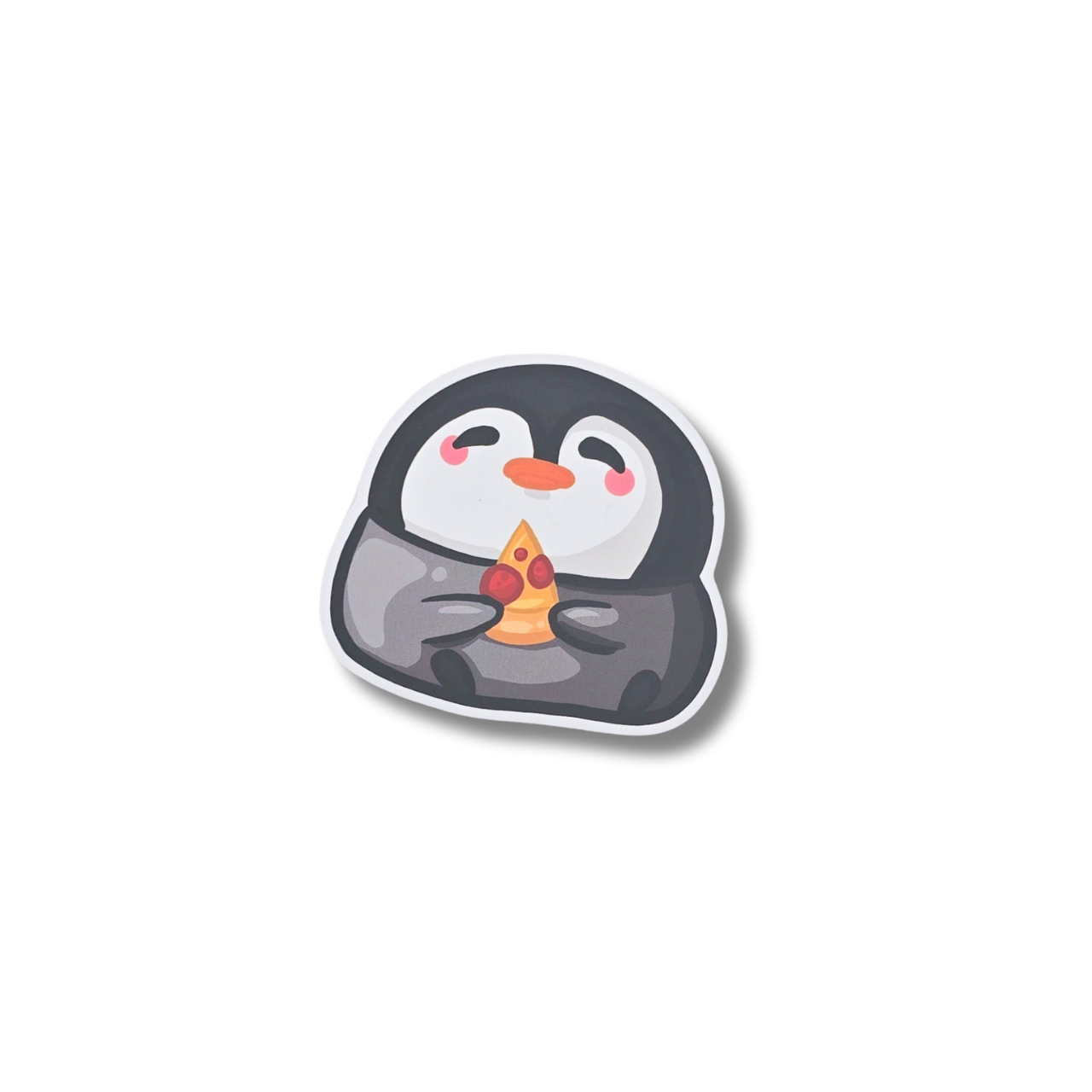 Penguin with pizza vinyl sticker