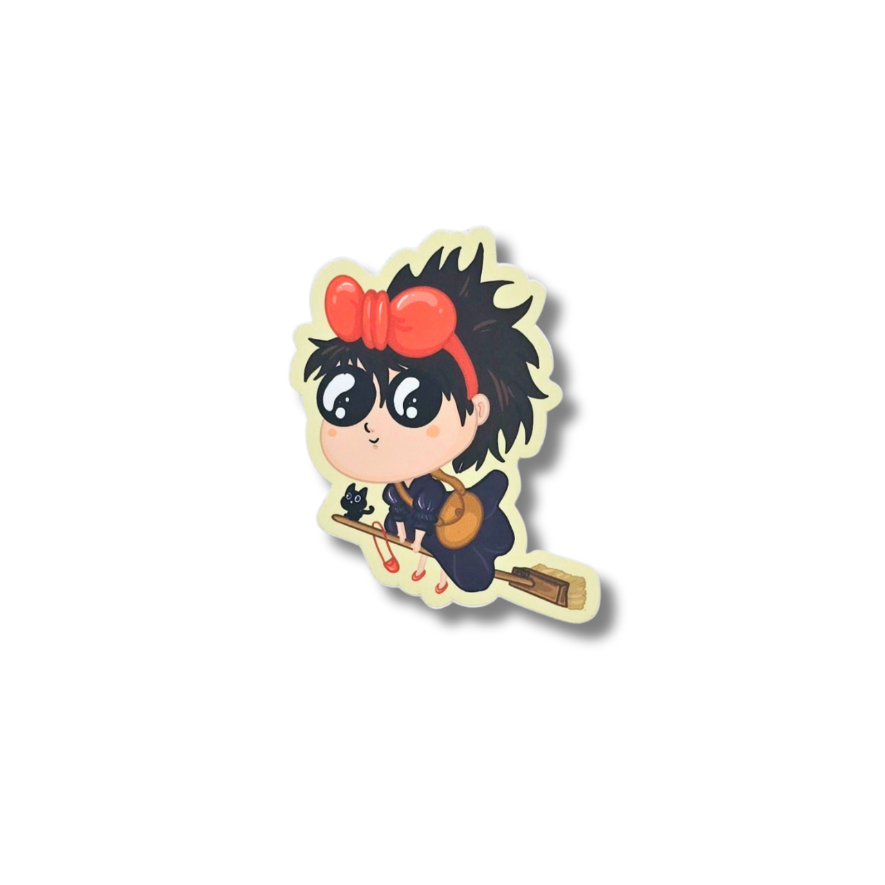 Young witch with black cat vinyl sticker
