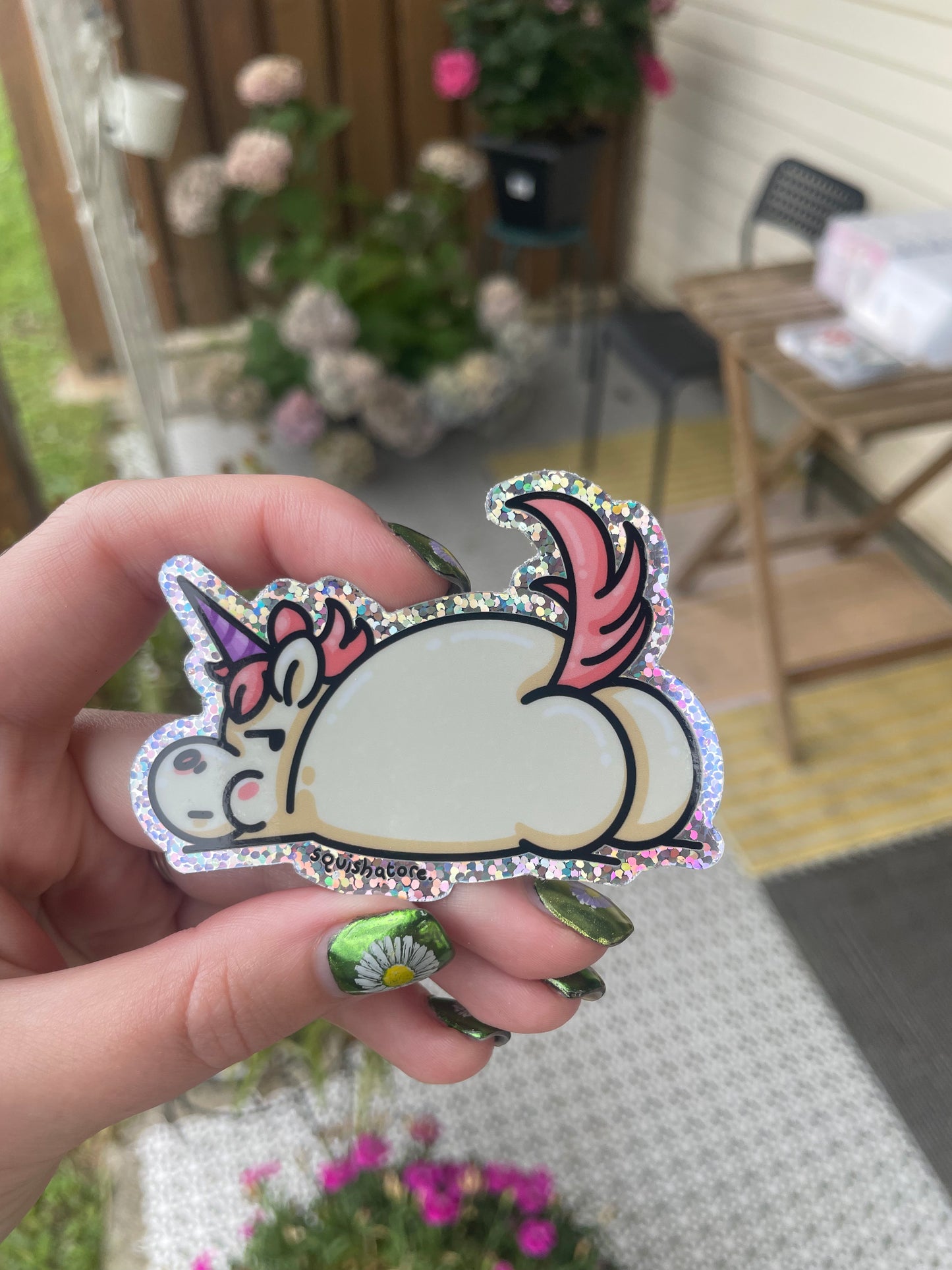 Unicorn diecut glitter vinyl sticker